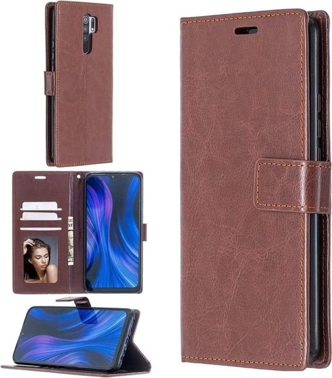 Portemonnee Book Case Hoesje Geschikt voor: Xiaomi Redmi 9 - Bruin