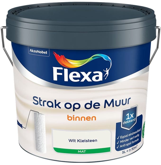 Flexa - Strak Op De Muur Binnen Mat - Wit Kleisteen - Mengverf - 5 L