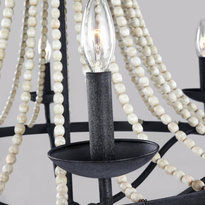 Feiss LED Kroonluchter | 6X E14 Max 40W | Dimbaar | Dark Weathered Zinc with Driftwood Grey