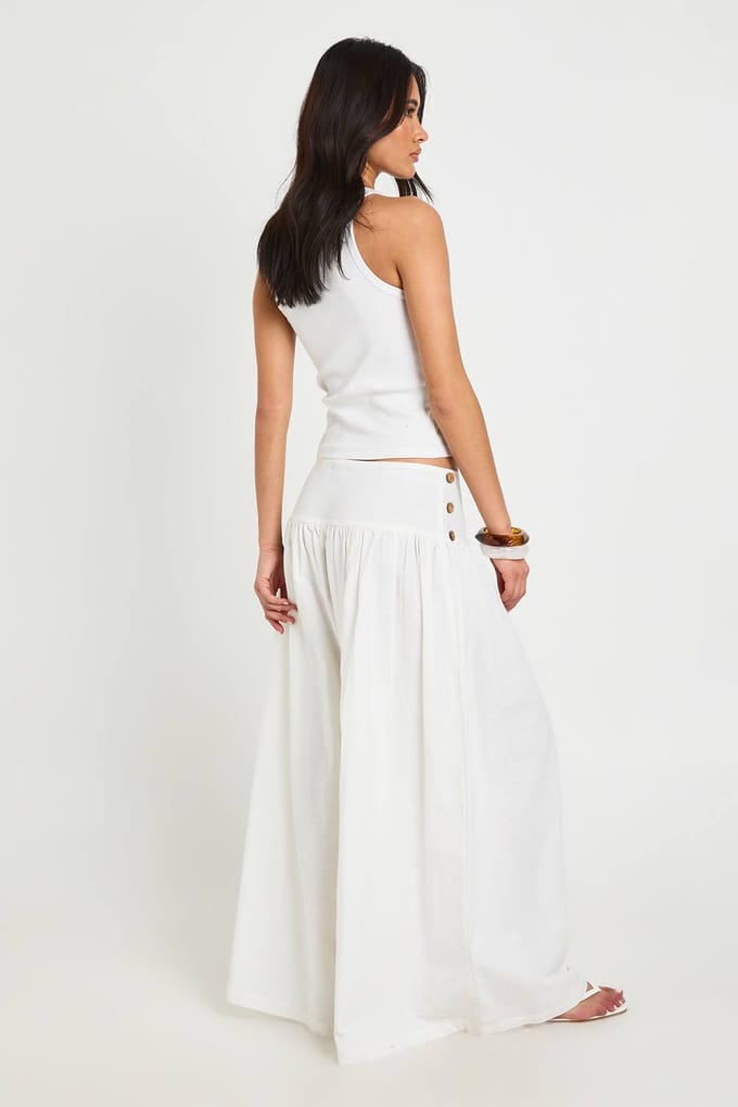 boohoo Dames Linnen-look Broek Met Extra Wijde Pijpen | Natural | Maat: 40
