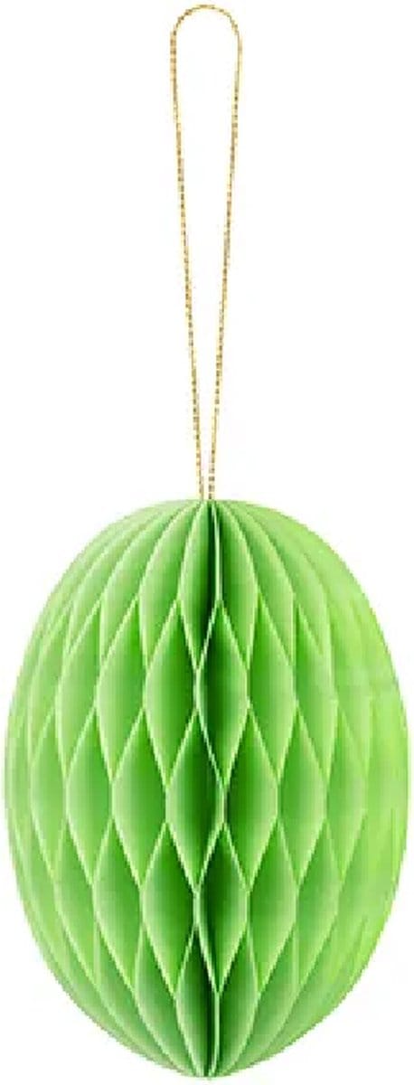 PartyDeco - Honeycomb paasei groen (12 cm)