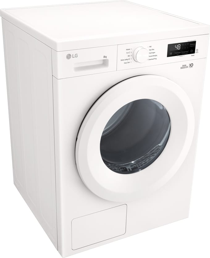 8kg Warmtepomp droger Wit | Zelfreinigende condensor | Sensor Dry | Dual Lint Filter | LG NL - RHX1008NWH
