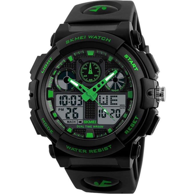 SKMEI 1270 Quartz numérique électronique hommes montre mode double temps bracelet vert