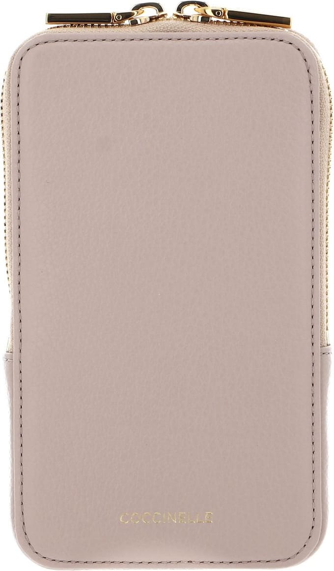 COCCINELLE Leren Telefoontasje Flor Hi-Tech Phone Bag Rosette Beige