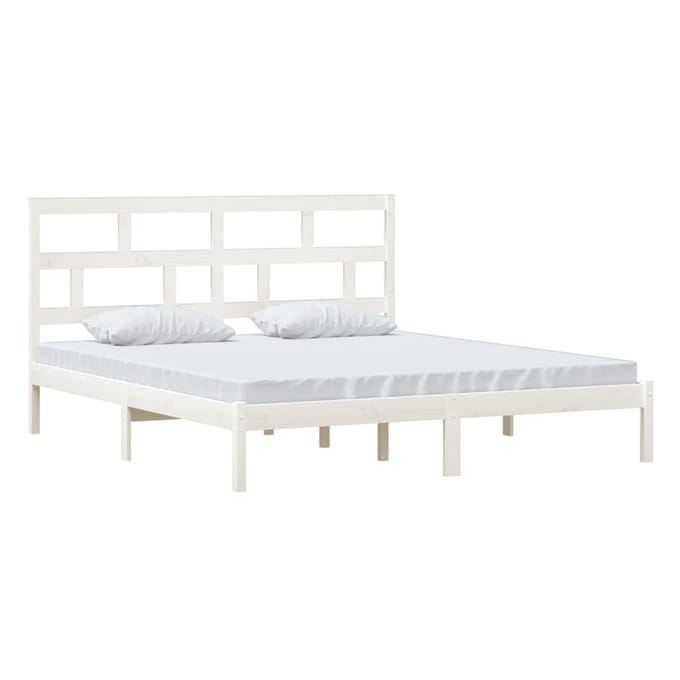 vidaXL - Bedframe - massief - hout - wit - 180x200 - cm