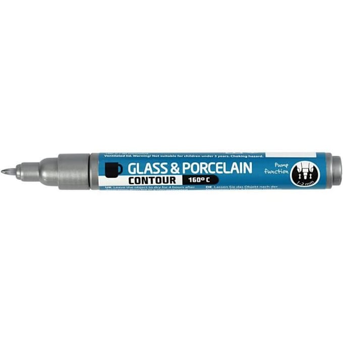 CC Glas- en Porselein Contourstift Zilver