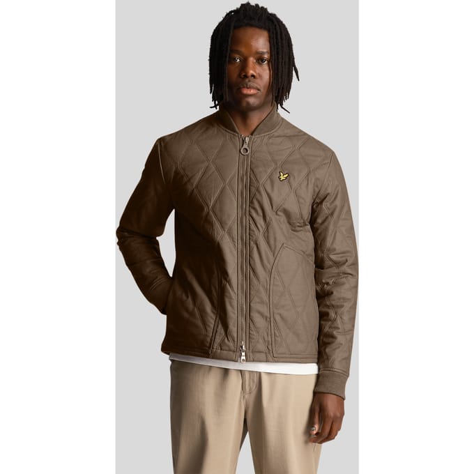Lyle & Scott Linden kaki kort lichtgewicht jack met merknaam