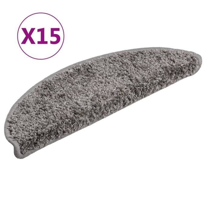 vidaXL - Trapmatten - 15 - st - 56x17x3 - cm - Grijs - Halfrond