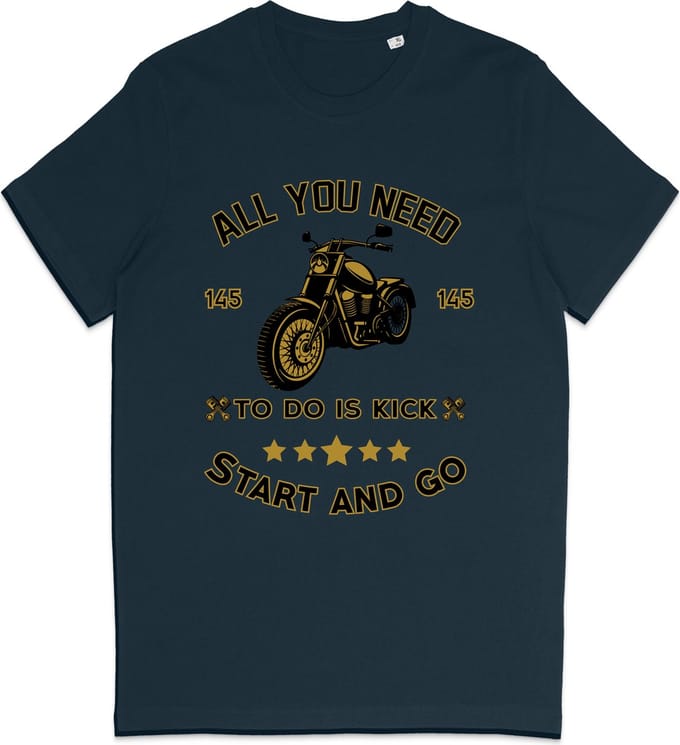 T Shirt Heren Dames - Motorrijder - Biker - Blauw - S