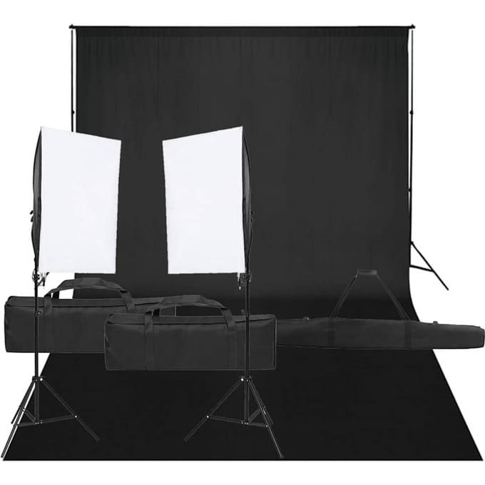 vidaXL - Fotostudioset - met - verlichtingsset - en - achtergrond
