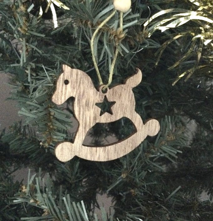 Houten kersthanger voor kerstboom - hobbelpaard - set van 4 stuks
