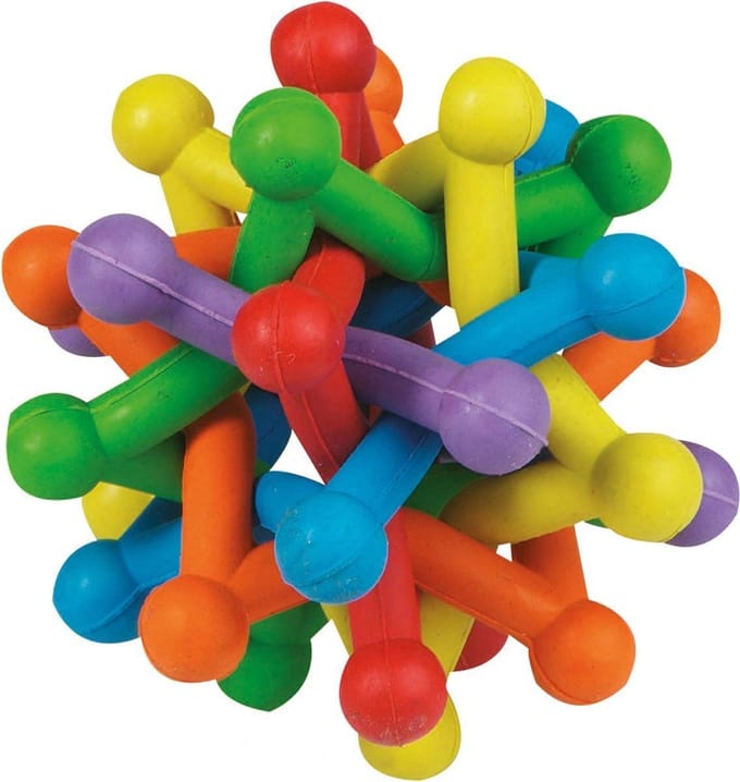 Hondenspeelgoed Rubber Atoom Gekleurd - Rood - 9.5 cm