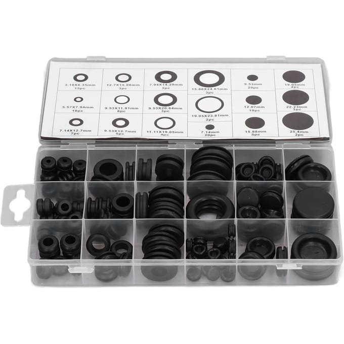 125 STUKS Grommet Assortiment Rubberen Afdichtings Oogje Ring Pakking Combinatieset voor Automotive gray