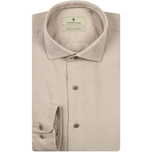 Thomas Maine Overhemd Roma Fine Corduroy Uni Color Modern Kent Kitt / male
