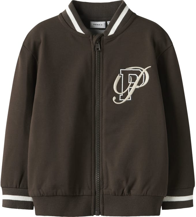 NAME IT - NMMROHAN LS NREG SWEAT CARD BRU - Jongens - Vesten - Maat 122/128