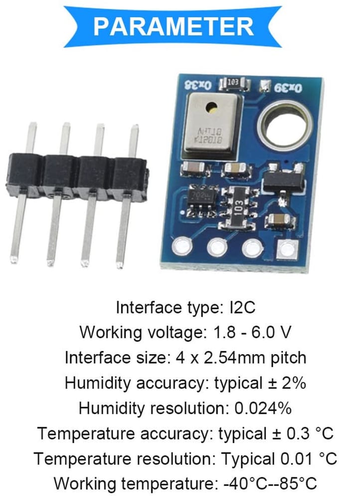 Temperatuur- en Vochtigheidssensormodule AHT10 - Nauwkeurig, Compact en I2C-Communicatie