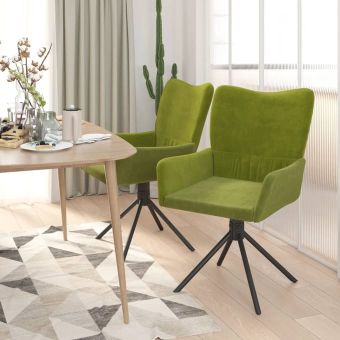 vidaXL - Eetkamerstoelen - draaibaar - 2 - st - fluweel - lichtgroen