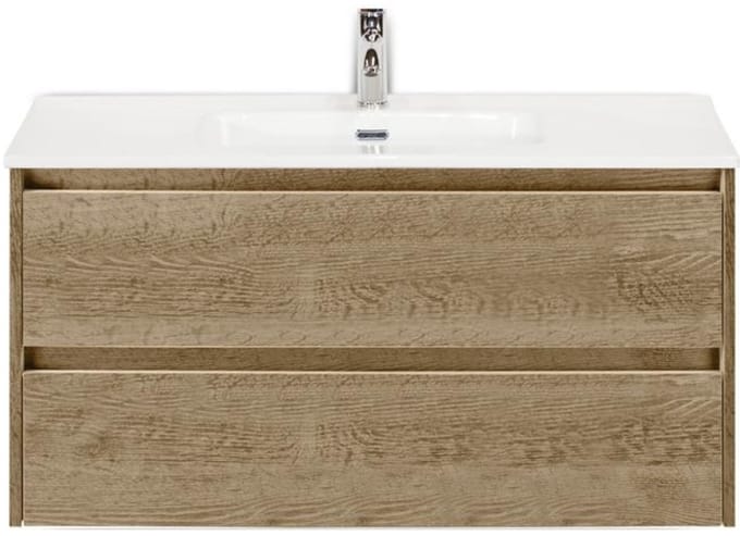 Dante Badmeubelset 100 cm - Natuur Eiken - Keramische Wastafel Wit Cover