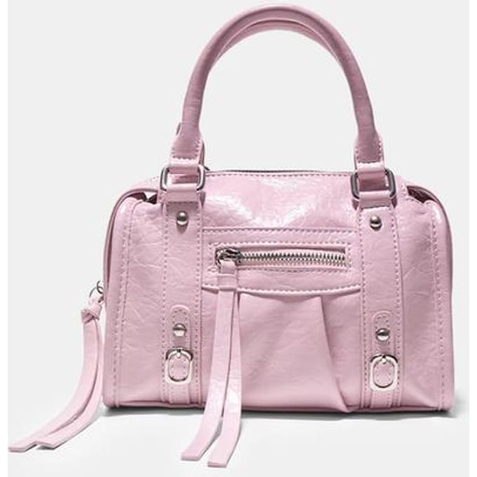 Stradivarius Bowling schoudertas met rits  Pastelroze OS
