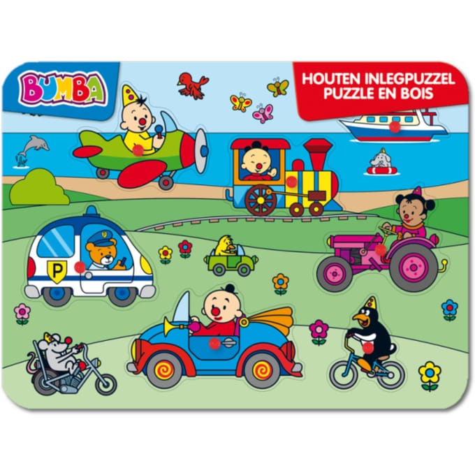 Studio 100 Bumba houten inlegpuzzel voertuigen Houten puzzels Houten speelgoed