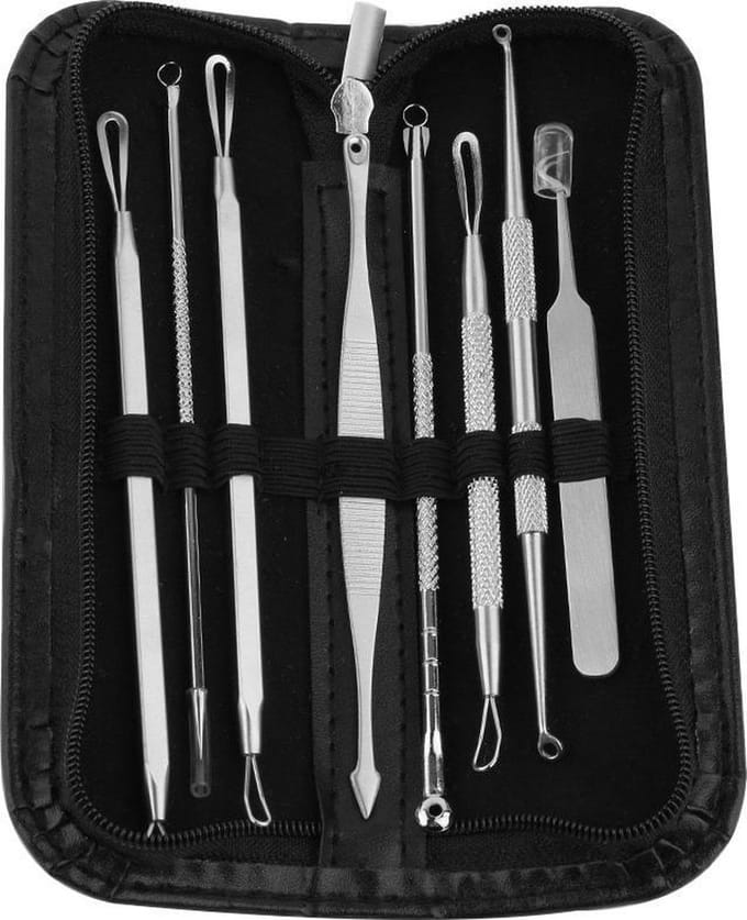 New Age Devi - Kwaliteit XL set - Mee-eters Acne Verwijderen - RVS Blackhead Killer - 8 de-lig