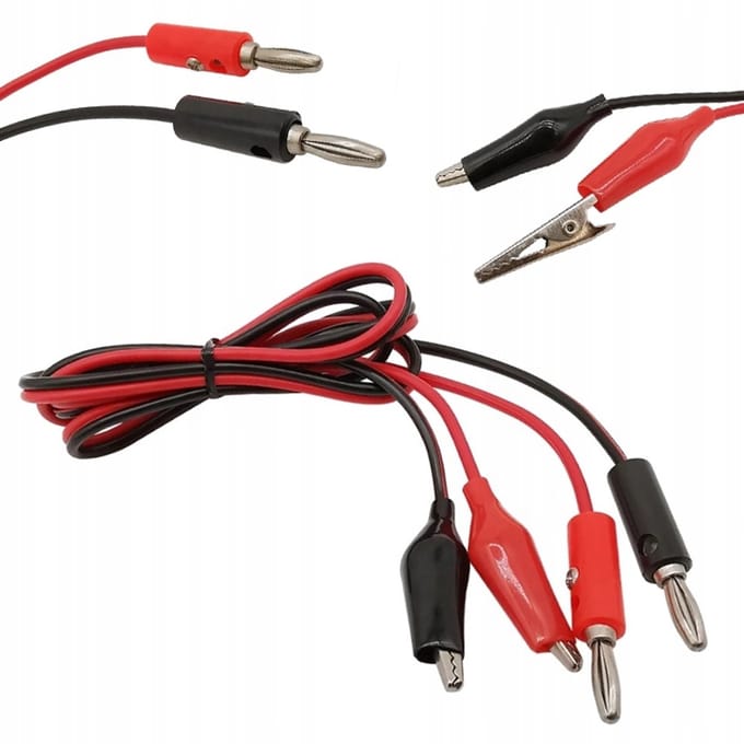 Rosfix Meetkabels Set - Krokodilleklem 35mm - 100cm, 2 Stuks Zwart/Rood