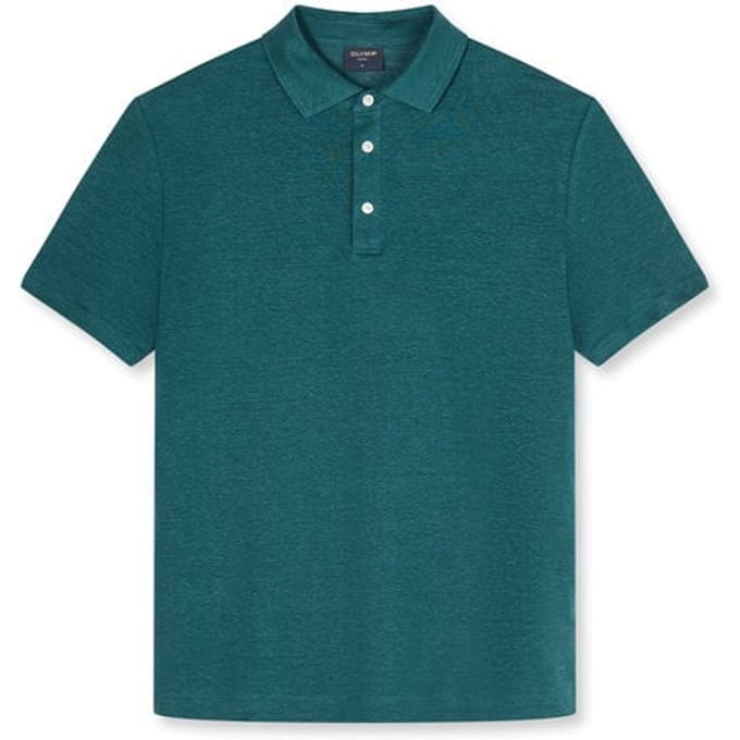regular fit poloshirt van mix van linnen en elastaan