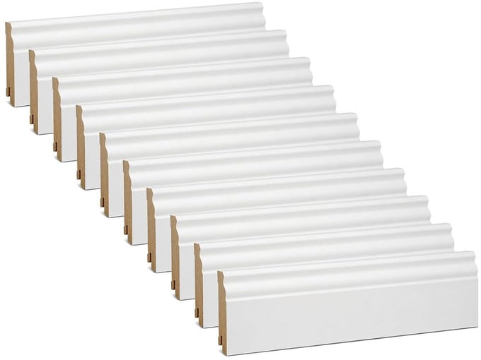 Witte MDF Plint Altberliner Profiel 80mm Hoog Onzichtbare Montage