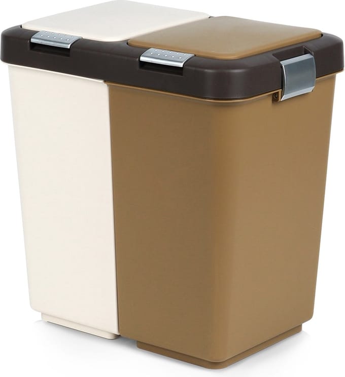 Prullenbak Afvalscheiding Plastic 2x10 l - Afvalemmer - Vuilnisbak - Afvalscheiding