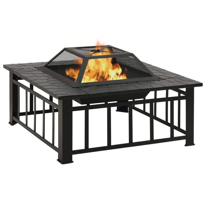 vidaXL - Vuurplaats - met - pook - XXL - 79x79x46,5 - staal