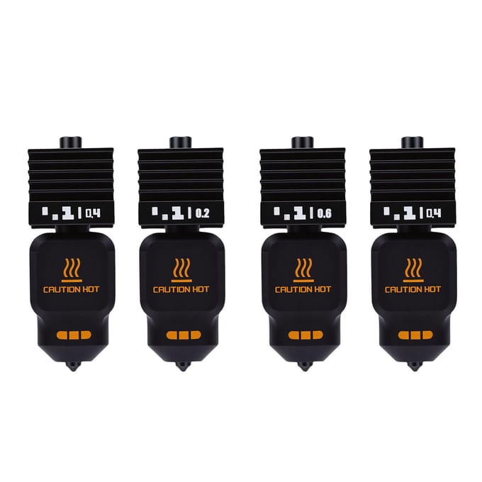 4 Stuks Hotend Vervanging voor Bambu Lab P2S H2D H2S H2C A1 A1 Mini 3D Printer 0.2mm 0.4mm 0.4mm 0.6mm Hotend met 4 black