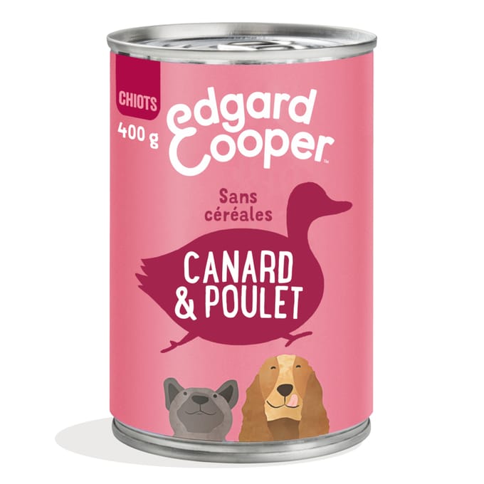 12x 400g Edgard & Cooper Puppy Graanvrij Eend & Kip natvoer voor honden