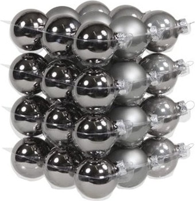Othmar Decorations Kleine kerstballen - 36x st - titanium grijs - D4 cm - glas - kerstversiering