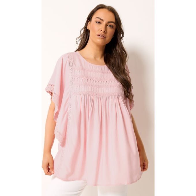 Yours Roze Blouse Met Gehaakte Details Size 42