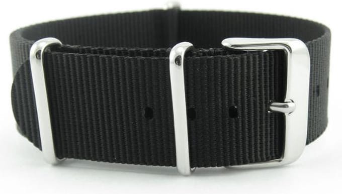 Premium Black Nato strap 22mm - Horlogeband Zwart