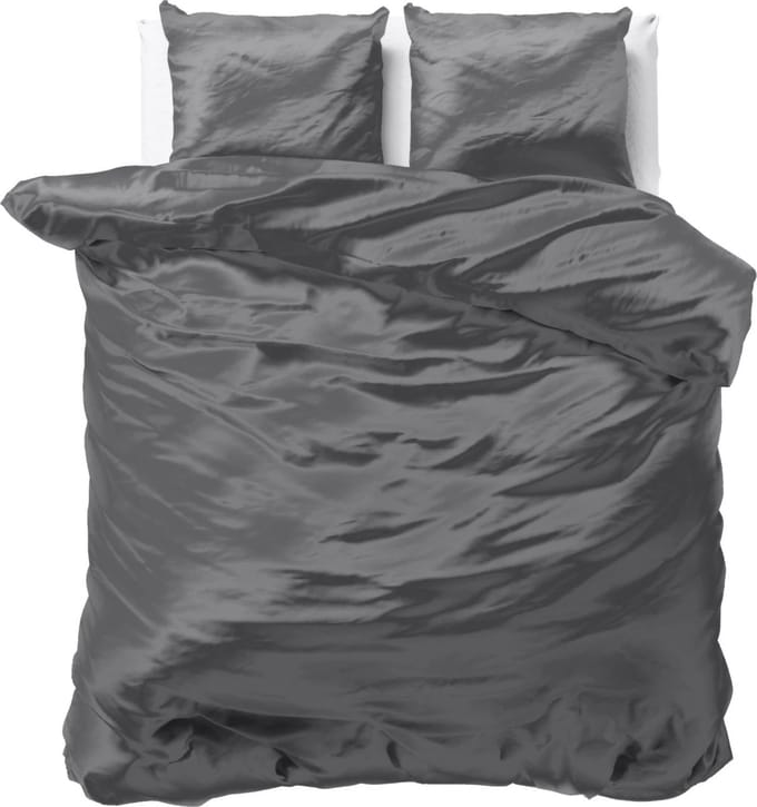 Decoware dekbedovertrek - glans satijn - antraciet - 1-persoons - 140x220 + 60x70cm