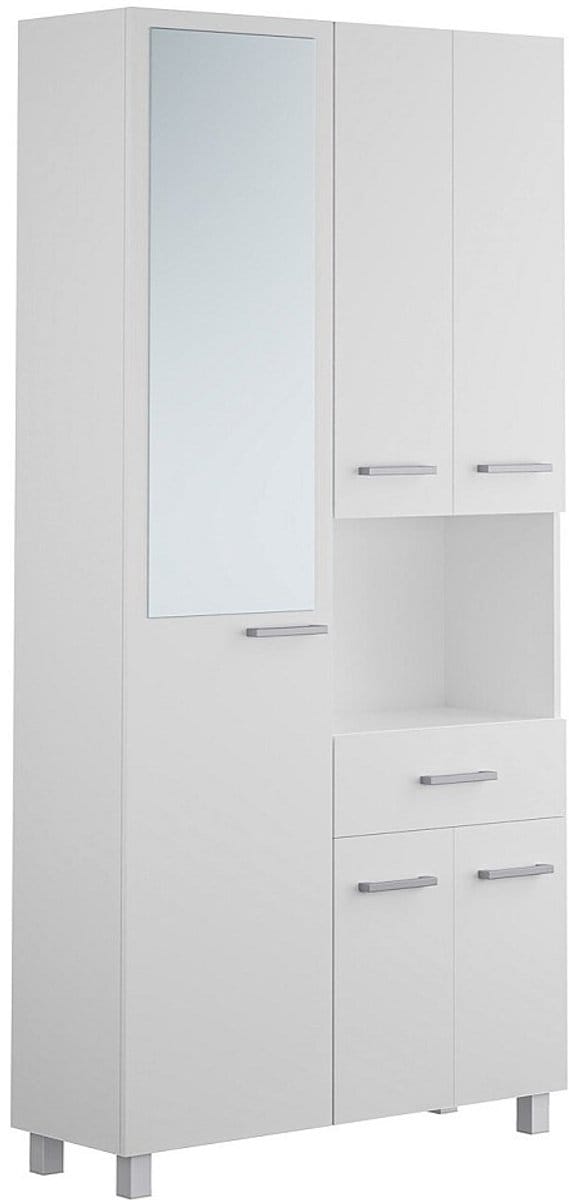 Vente-unique Badkamerkast met staande spiegel​​​​ - 180 cm - Wit - MINELA