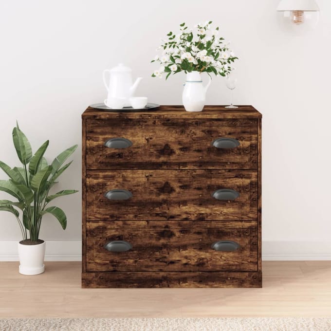 vidaXL - Dressoir - 70x35,5x67,5 - cm - bewerkt - hout - gerookt - eikenkleurig