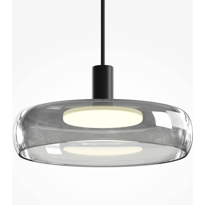 Maytoni LED hanglamp FLOAT, grijs/zwart, Ø 20 cm, glas/metaal