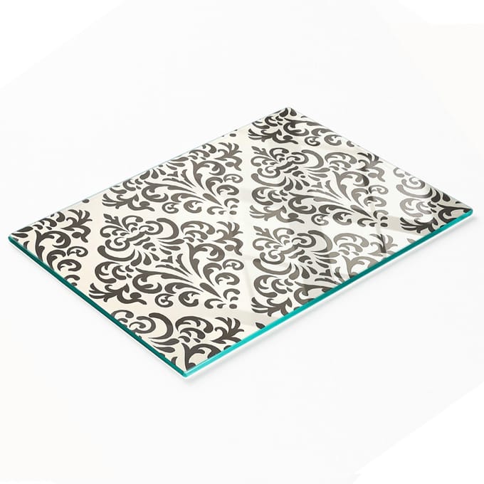 Keuken serveerplank van gehard glas met grafische decoraties 80x52 cm