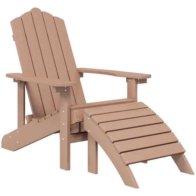 vidaXL - Tuinstoelen - 2 - st - Adirondack - met - voetensteunen - HDPE - bruin