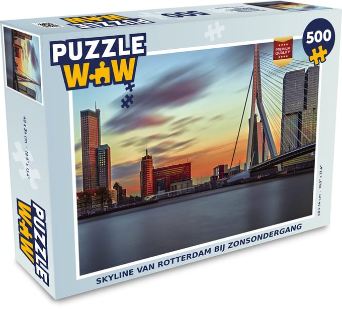 Puzzel Rotterdam - Brug - Skyline - Oranje - Legpuzzel - Puzzel 500 stukjes