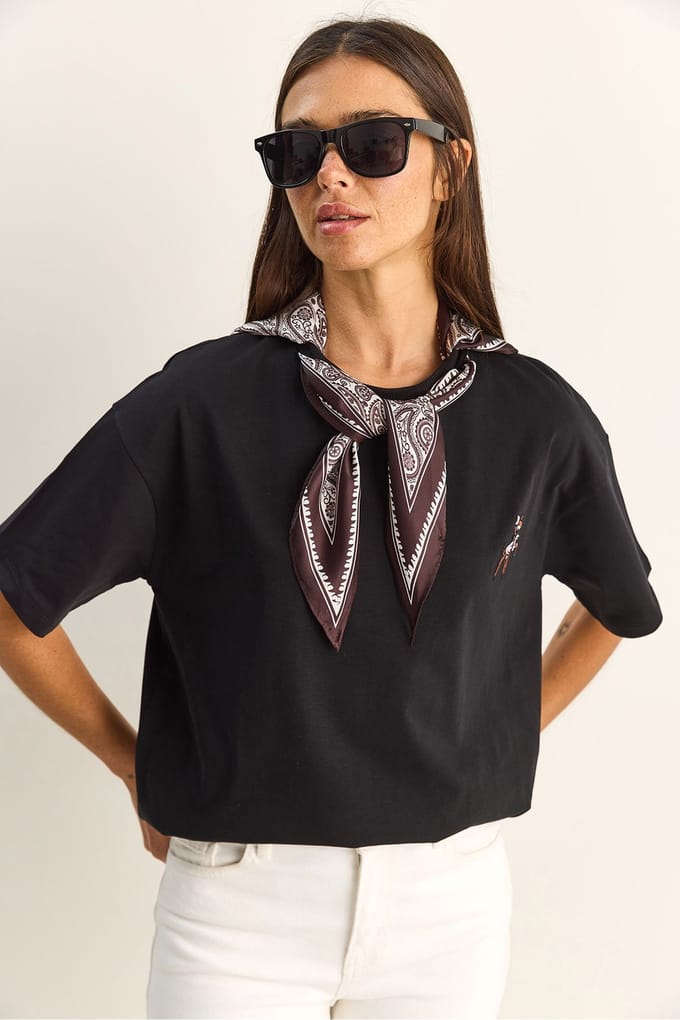 Losse Fit Crew Neck Geborduurd T-Shirt