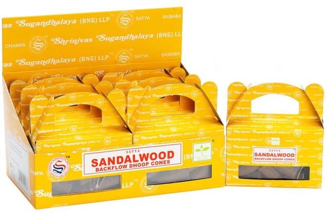Doos met - Satya Sandal Wood Backflow Dhoop Cone