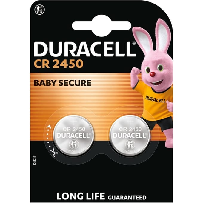 Lithium knoopcel Duracell CR2450, 3V, Duralock Power Preserve technologie, 2 stuks