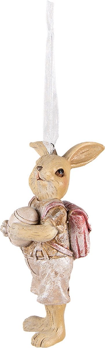 Clayre & Eef Hanger Konijn 11 cm Roze Kunststof Paashanger