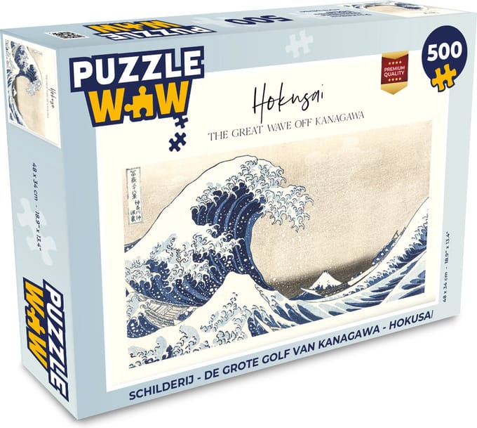 Puzzel Schilderij - De grote golf van Kanagawa - Hokusai - Legpuzzel - Puzzel 500 stukjes