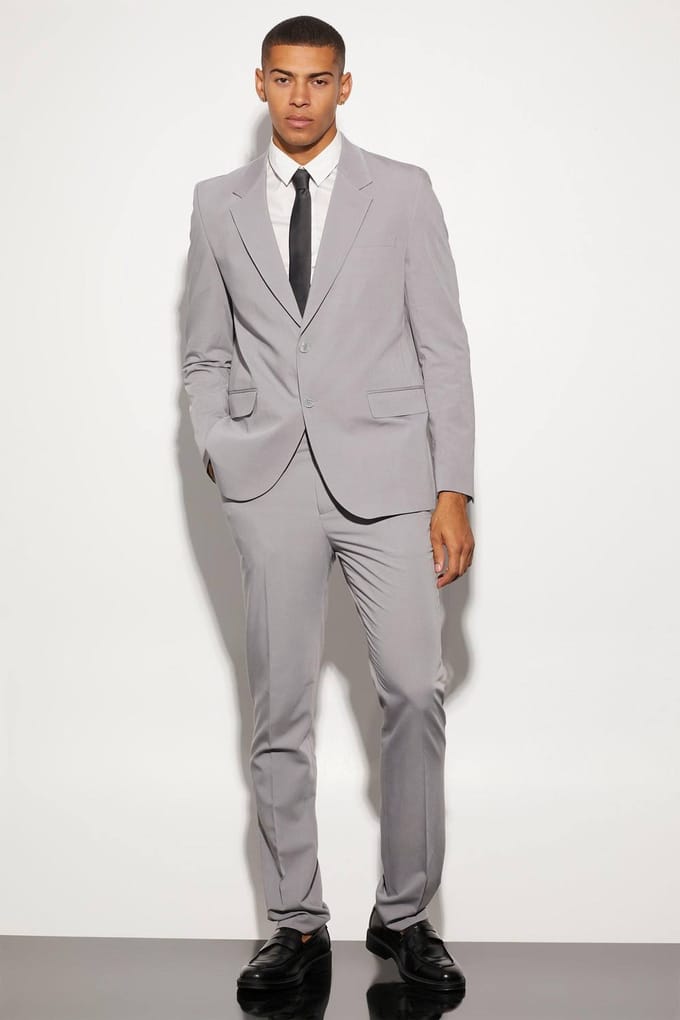 Oversized Boxy Single Breasted Suit Jacket | Grey | Size 48