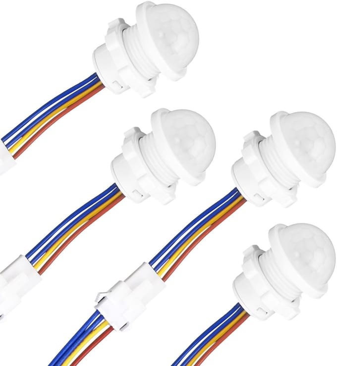 Allecto - Bewegingssensor Lichtschakelaar - PIR Infrarood Technologie - Wand- en Plafondmontage - 4 Stuks - Smart Home Accessoire - Voor Binnengebr...