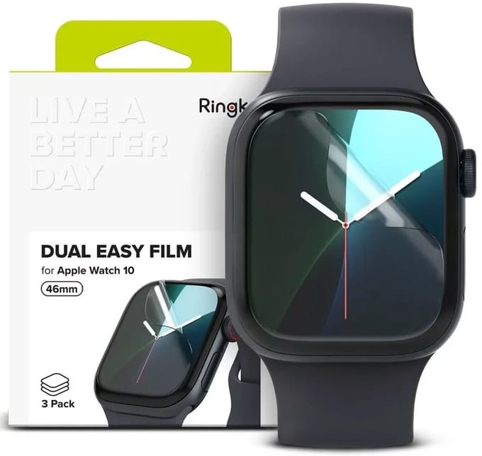 Ringke Dual Easy Geschikt voor Apple Watch 11 / 10 46MM Screen Protector Folie (3-Pack)